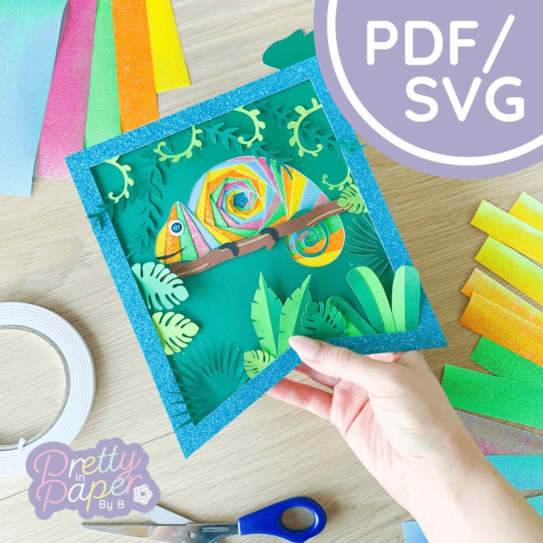 Chameleon Iris Folding Pattern PDF & SVG | Exotic Animal Beginner Iris ...