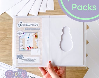 Snowman Card Apertures A6 (Pack of 6) | Christmas White Card Blanks & Envelopes x6