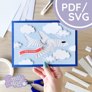 Motif de pliage d'iris d'avion PDF et SVG | Modèle de pliage d'iris d'avion pour débutant | Couper le fichier | Modèle de fabrication de cartes