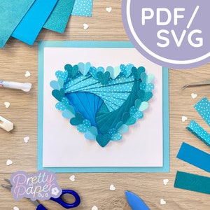 Herz Große Iris Faltanleitung PDF & SVG | Anfänger Iris Folding Pattern Download | Geschnittene Datei | Kartenherstellungsvorlage