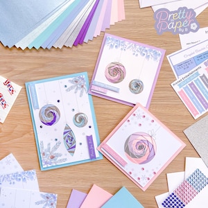 Kit para fazer cartões Deck the Halls Winter Wonderland Edition | Iniciante a intermediário Iris Folding | Decorações Baubles Bulbos