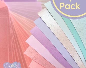 Blissful Bubbles Pastel Paper Pack A5, 60 Sheets | Plain, Pearlised & Sparkle Paper Pad | Craft Paper | Pink Purple Turquoise Blue White
