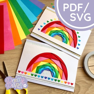Modello di piegatura dell'iride arcobaleno PDF e SVG / Scarica il modello di piegatura dell'iride per principianti arcobaleno / Taglia file / Modello per la creazione di biglietti