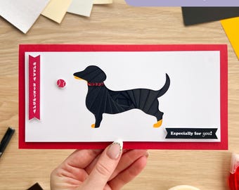 Dachshund Folding Pattern PDF & SVG | Beginner Printable Download and Cut File | Sausage Dog