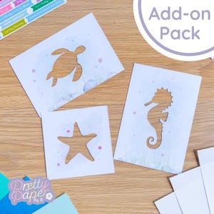 ADD-ON PACK extension for Sea Life Friends Card Making Kit | Extra Apertures, Card blanks, Envelopes, Greetings, Insert paper