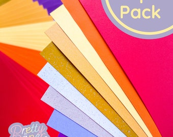 Twilight Silhouette Paper Pack A5, 60 Sheets | Plain, Pearlised & Sparkle Paper Pad | Red Orange Gold Blue Purple Silver Paper