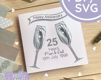 Champagne Glass Iris Folding Pattern PDF & SVG | Anniversary Advanced Iris Folding Pattern Download | Cut File | Card Making Template