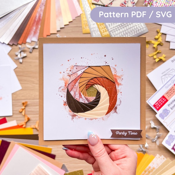 Whiskey Glass Iris Folding Pattern PDF & SVG | Baileys Beginner Printable Download | Cut File | Card Making Template