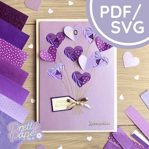 Herz Mini Iris Faltanleitung PDF & SVG | Anfänger Iris Folding Pattern Download | Geschnittene Datei | Kartenherstellungsvorlage