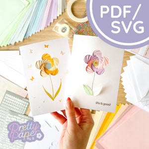 Flower Mini Iris Folding Pattern PDF & SVG | Beginner Printable Download | Cut File | Card Making Template