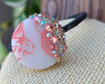 Pink gooseberry pyrex hair tie with Swarovski crystals