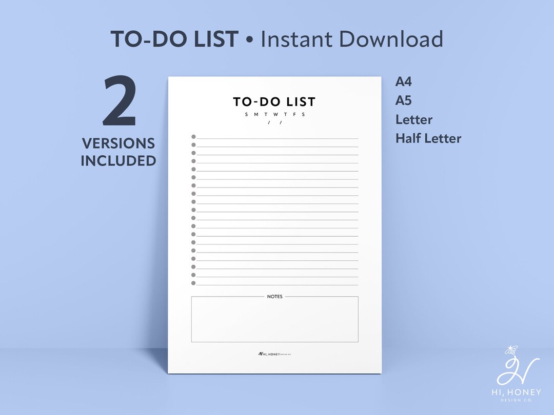 Simple to Do List Printable, Tasks List Organizer, Productivity ...