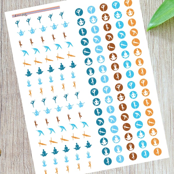 Yoga Planner Stickers/Cool Colors/planner stickers/printable planner stickers/digital printable stickers/for all planners