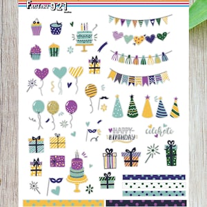 Happy Birthday stickers/Birthday reminder sticker/planner stickers/printable planner stickers/Bullet Journal stickers/Color Birthday