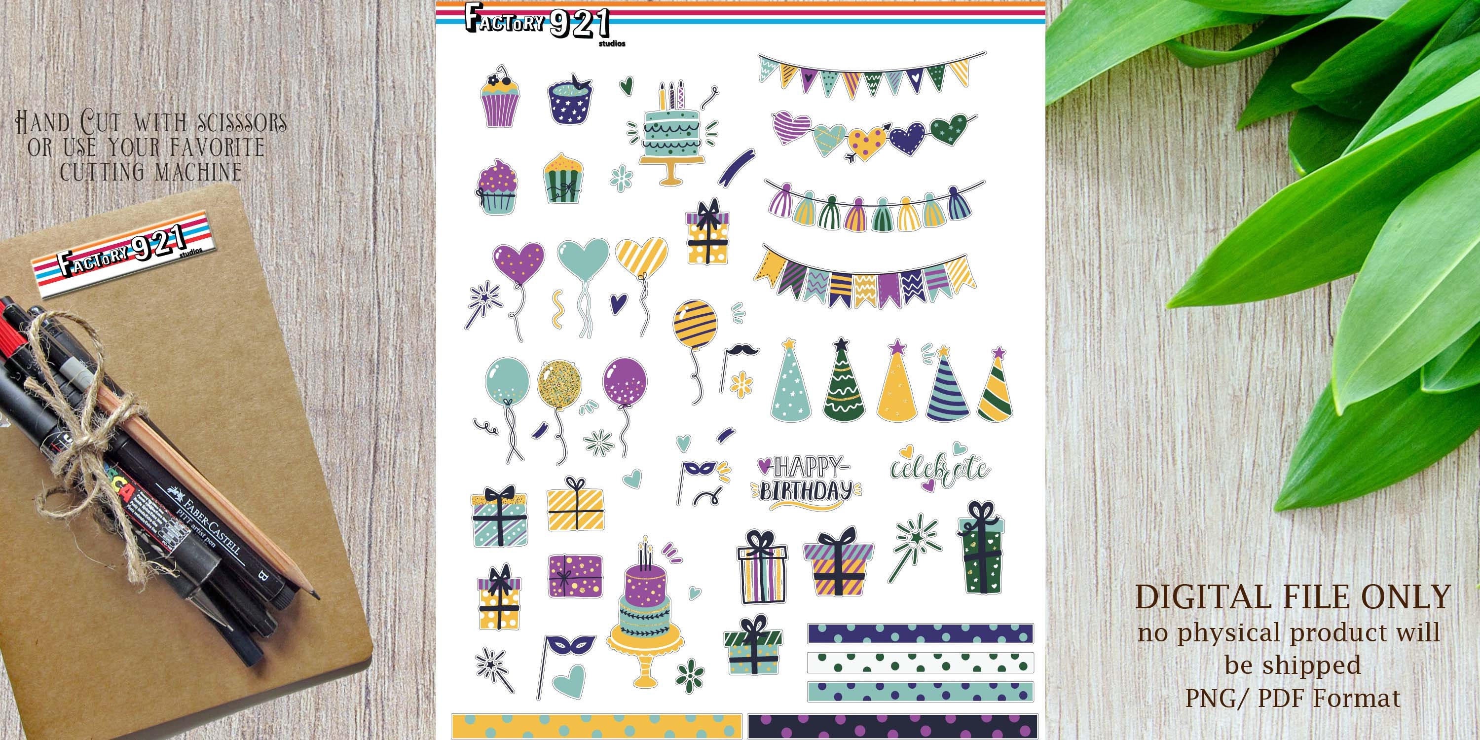 Happy Birthday stickers/Birthday reminder sticker/planner stickers/printable planner stickers/Bullet Journal stickers/Color Birthday