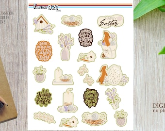 Pastel Easter Bunnies/Easter Scenes for Planners/planner stickers/printable planner stickers/BUJO stickers