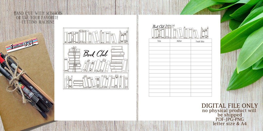 Book Club Planner Stickers/black and White /color in With Markers or ...