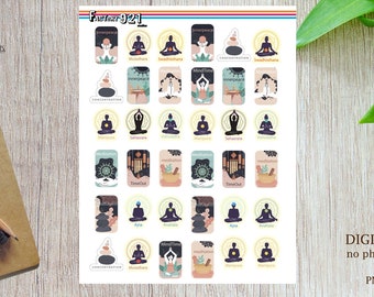 Meditation Planner Stickers/Chakras planner stickers/BUJO/digital printable stickers/for all planners