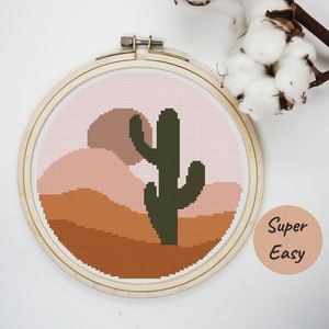 Cactus And Desert Cross Stitch Modern Pdf Pattern Easy Cross Etsy