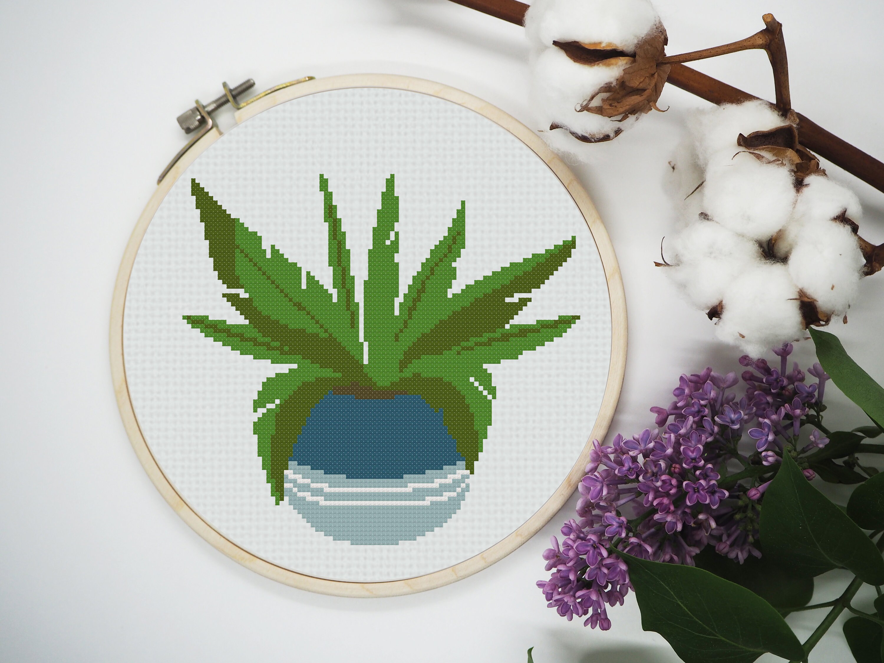Home plant cross stitch pattern. Botanical embroidery design. Etsy