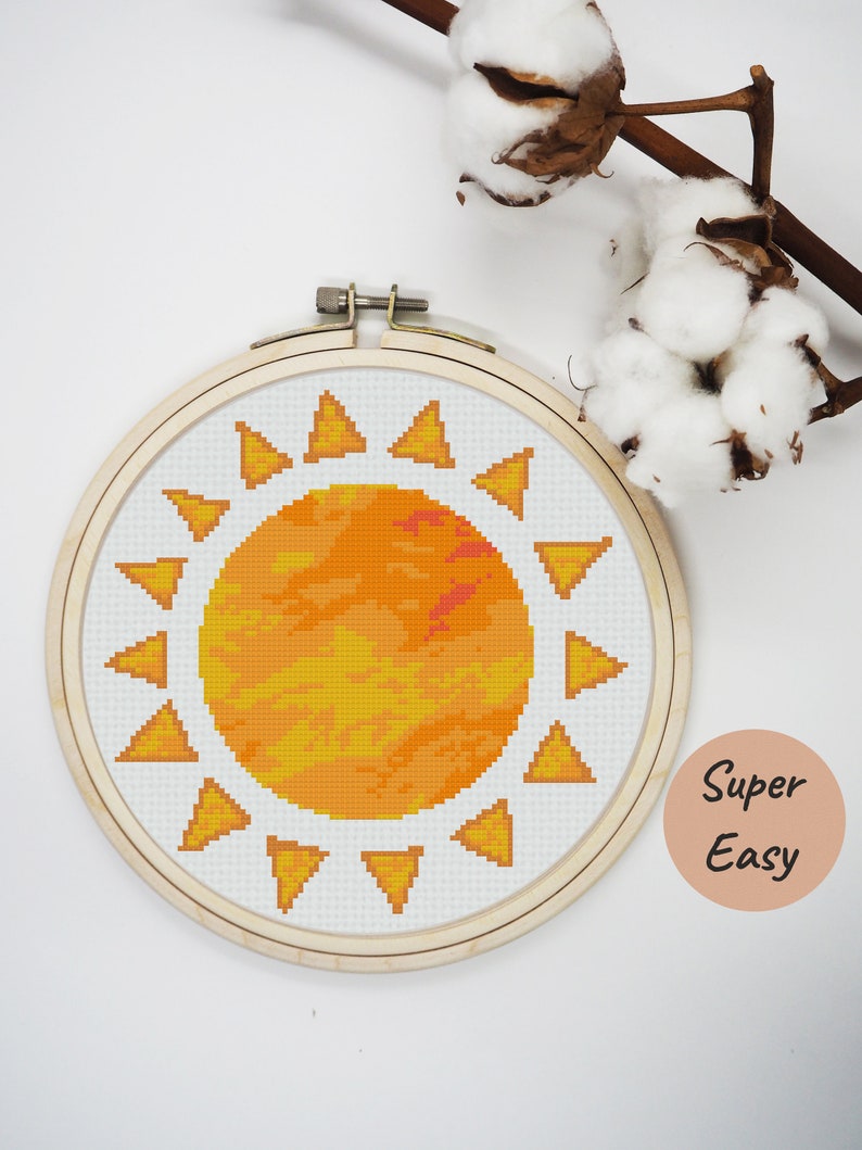 Boho sun cross stitch pattern PDF. Abstract sun xstitch. Easy | Etsy