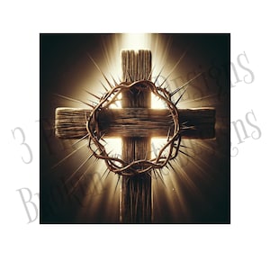 Cross and Crown of Thorns sign, Spring Easter sign, wreath sign