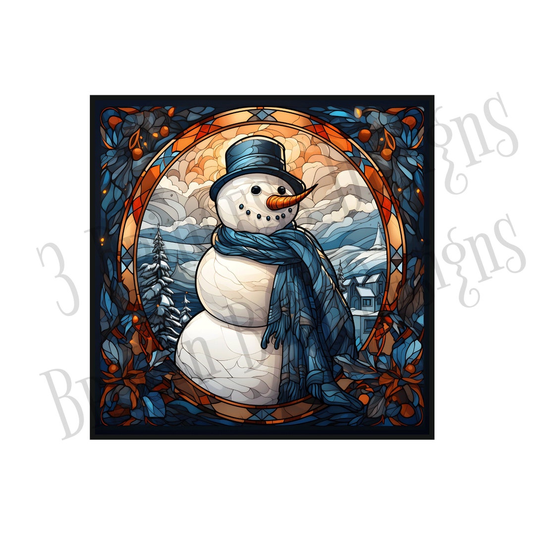 Faux Stained Glass Snowman Sign, Winter Snowman Wreath Design - Etsy