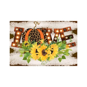 Sunflower pumpkin Love, fall marquee sign