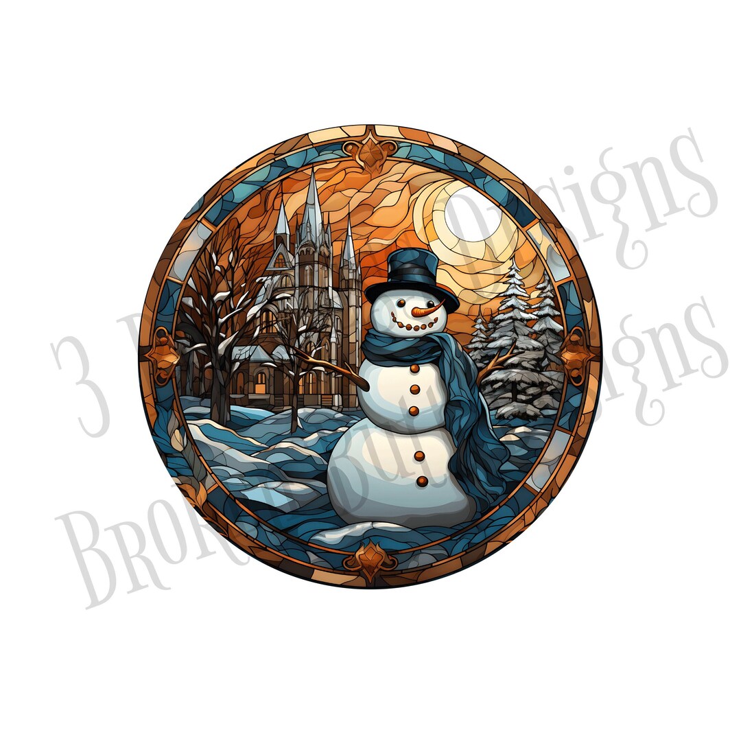 Snowman Sign, Faux Stained Glass Snowman Decor - Etsy