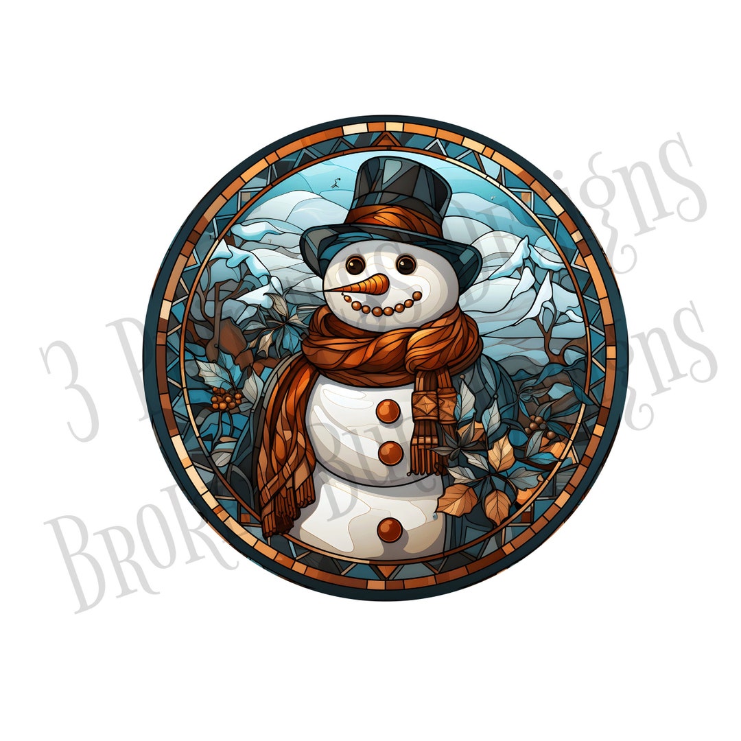 Snowman Sign, Faux Stained Glass Snowman Decor - Etsy