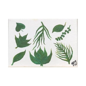 Nature - Acrylic on Canvas Original Painting 5x7 - Wall Art Decoration -  Green Leaves