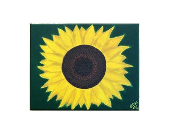 Sunflower on Canvas - 8x10 Acrylic Painting - Wall Art Decoration