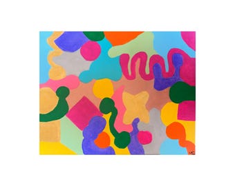 Pintura abstrata colorida – Arte original em acrílico, tela 11x14