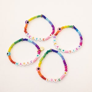 KIDS Rainbow style - Personalised Rainbow Bead Bracelet- customised- custom- handmade- name bracelet