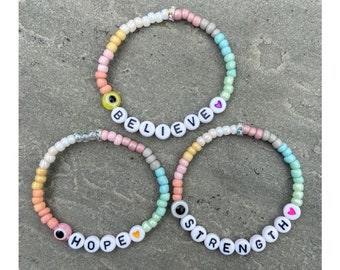 Kids Pastel Rainbow Bead Bracelet - Personalized Name Bracelet