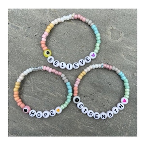 Pastel Rainbow style - Personalised Pastel Rainbow Bead Bracelet- customised- custom- handmade- name bracelet