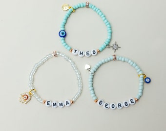 Pulsera de cuentas personalizada hecha a mano- Regalo para ella- pulsera de nombre- pulsera hecha a medida