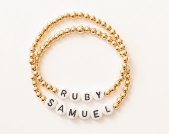 Gold Filled/Rose Gold Filled/Sterling Silver Name Bracelet - Bead Bracelet- customised- custom- handmade- beads