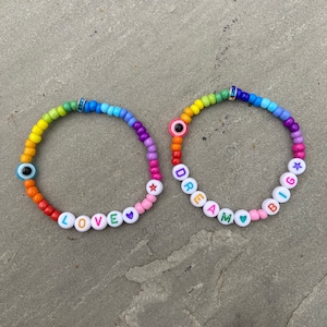 Rainbow Star Style - Personalised Rainbow Bead Bracelet- customised- custom- handmade- name bracelet