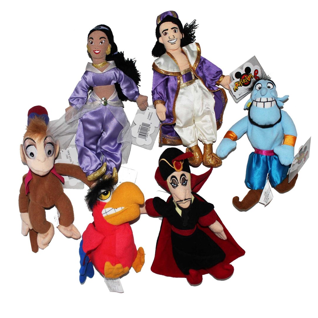 Vintage Disney Aladdin Plush Beanie Baby Set – 6-piece Collector's