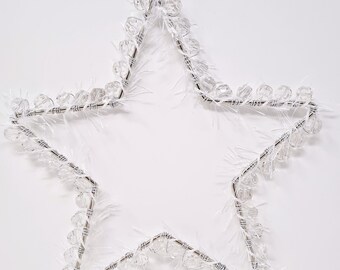 Silberner Stern Glasschliffperlen Kristalle Weihnachtsstern Geschenk