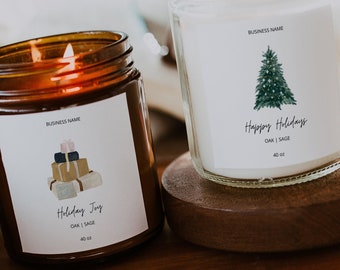 Editable Christmas Candle Label Template,Customizable Christmas Candle Tin Label Template,Canva Label Template,Personalised Candle Labels,C7