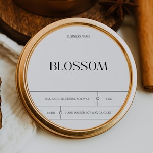 Minimalist Round Candle Label Template,Editable Candle Lid Sticker Label,Circular Modern Tin Candle Label, DIY Printable Candle Sticker, C15