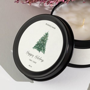 Christmas Round Candle Label Template, Christmas Editable Candle Lid Sticker Label,Circular Tin Candle Label,DIY Printable Candle Sticker,C7