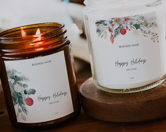 Editable Christmas Candle Label Template,Customizable Christmas Candle Tin Label Template,Canva Label Template,Personalised Candle Label,C13