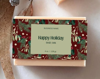 Christmas Soap Label Template, Editable Soap Label Template, DIY Soap Labels, Holiday Custom Soap Label Template, Printable Bar Soap Label