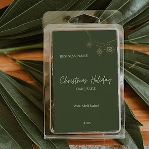 Christmas Editable Wax Melt Label Template, Modern Wax Label, Luxury Wax Melt Label Template, Printable Christmas Wax Melt Label Design, C11