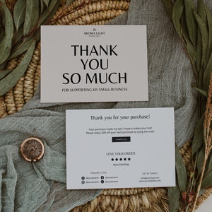 Minimal Small Business Thank You Card Template, Modern Editable Thanks For Your Purchase Card, Customer Insert Card, Luxury Packaging Insert