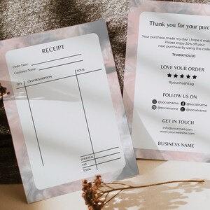 Editable Simple Receipt Template, Luxury Order Receipt Form Template, Minimalist Billing Template, Abstract Thank You Insert Card Template