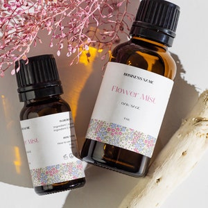 Floral Dropper Bottle Label Template, Boho Cosmetic Bottle Label, Editable Pink Essential Oil Label, 1oz 2oz 4oz Bottle Label Template Canva
